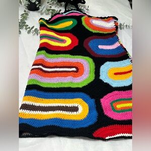 Akira Multicolored Crochet Sweeter Than Honey Halter Neck Mini Dress Cotton M